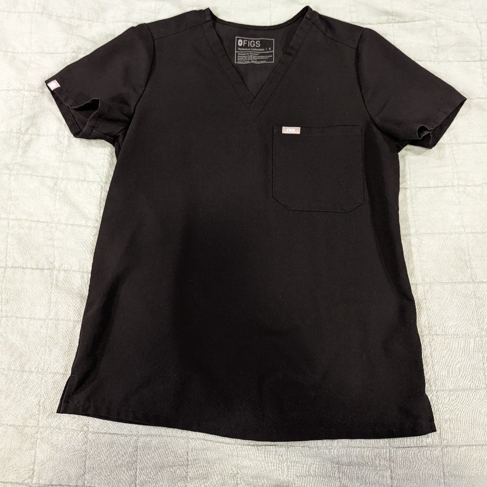 Figs Catarina Scrub Top Black Small